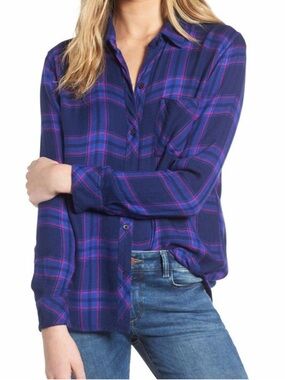 Rails hunter Plaid Shirt Navy Ultra Violet size small